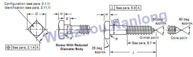 ASME B18.2.1 Square Lag Screws